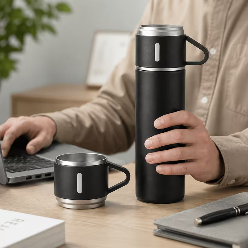 Signature Flask Set(Vacuum Flask & Cups)